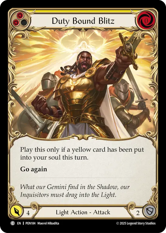 Duty Bound Blitz (Yellow) — Compendium of Rathe Flesh and Blood card by Maerel Hibadita