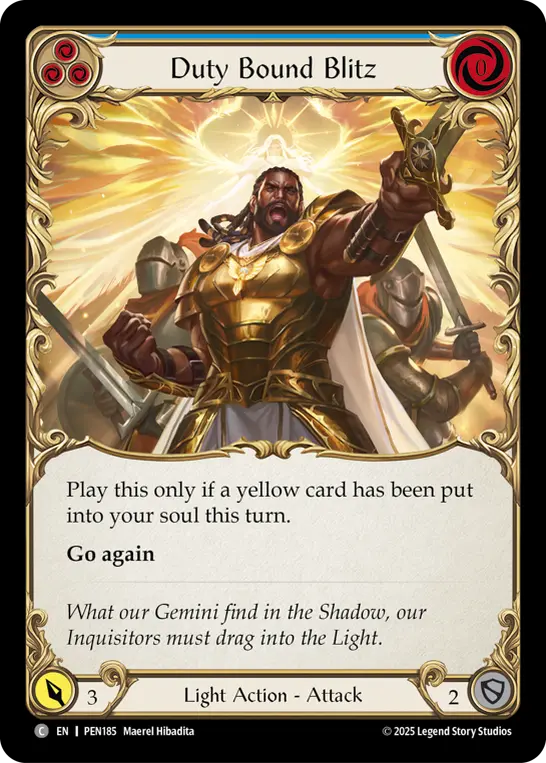 Duty Bound Blitz (Blue) — Compendium of Rathe Flesh and Blood card by Maerel Hibadita