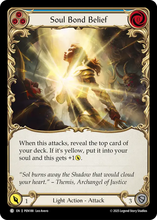 Soul Bond Belief (Blue) — Compendium of Rathe Flesh and Blood card by Leo Avero