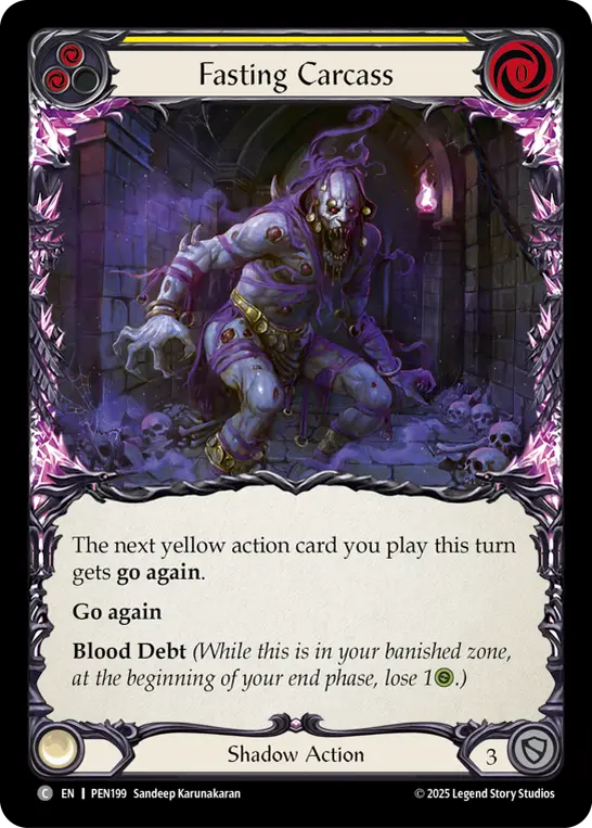 Fasting Carcass (Yellow) — Compendium of Rathe Flesh and Blood card by Sandeep Karunakaran