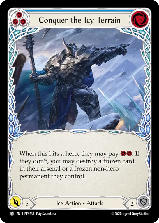 Conquer The Icy Terrain (Blue) — Compendium of Rathe Flesh and Blood card by Esty Swandana