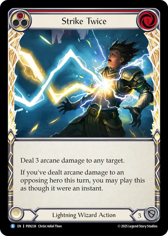Strike Twice (Red) — Compendium of Rathe Flesh and Blood card by Christ Adiel Then