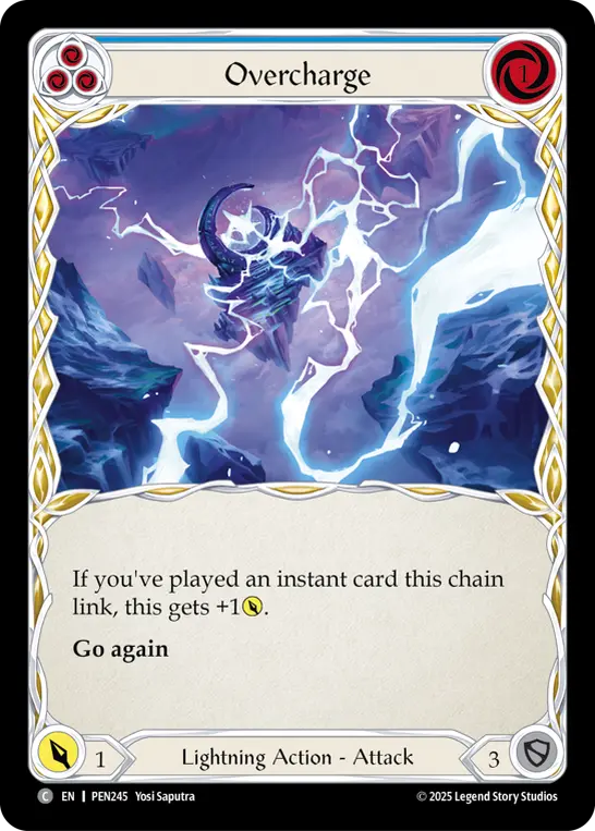 Overcharge (Blue) — Compendium of Rathe Flesh and Blood card by Yosi Saputra