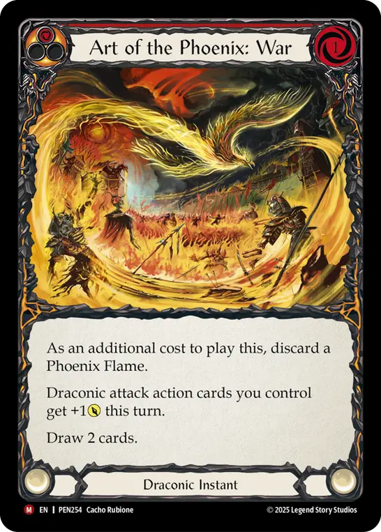 Art Of The Phoenix: War (Red) — Compendium of Rathe Flesh and Blood card by Cacho Rubione