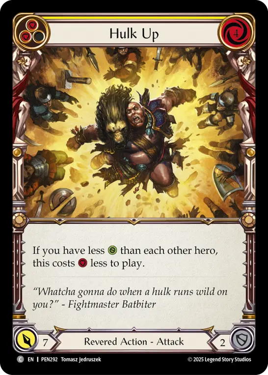 Hulk Up (Yellow) — Compendium of Rathe Flesh and Blood card by Tomasz Jedruszek