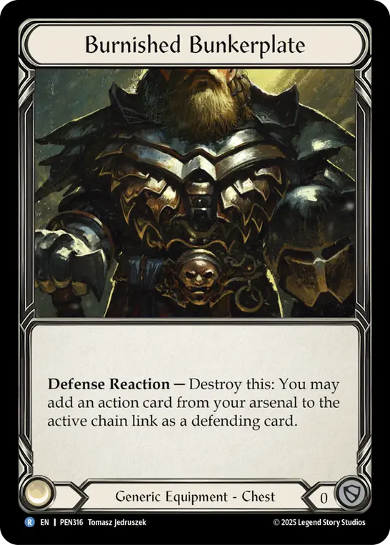 Burnished Bunkerplate — Compendium of Rathe Flesh and Blood card by Tomasz Jedruszek