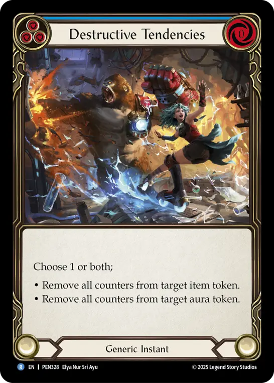 Destructive Tendencies (Blue) — Compendium of Rathe Flesh and Blood card by Elya Nur Sri Ayu