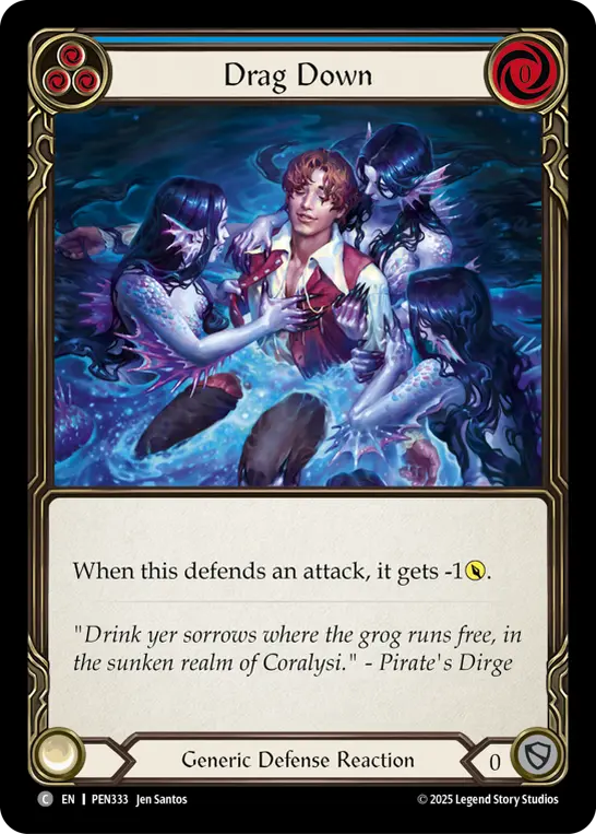 Drag Down (Blue) — Compendium of Rathe Flesh and Blood card by Jen Santos