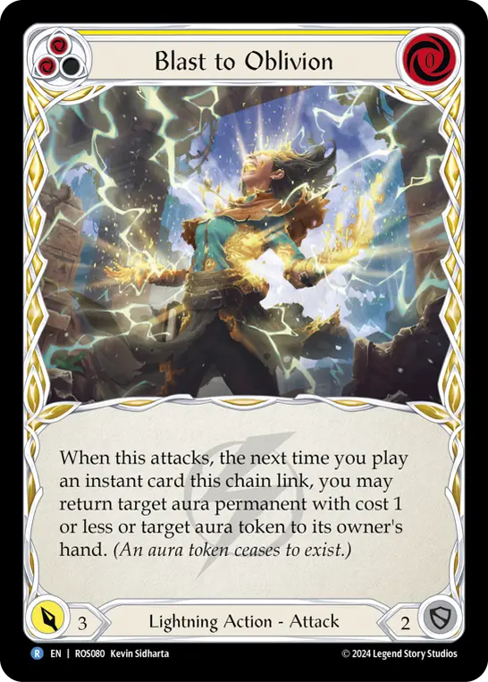 Blast to Oblivion (Yellow) — Rosetta Flesh and Blood card by Kevin Sidharta