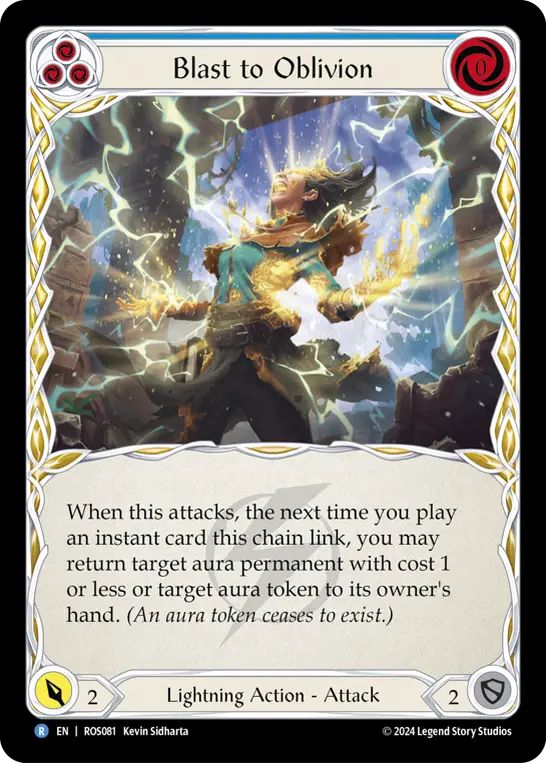 Blast to Oblivion (Blue) — Rosetta Flesh and Blood card by Kevin Sidharta