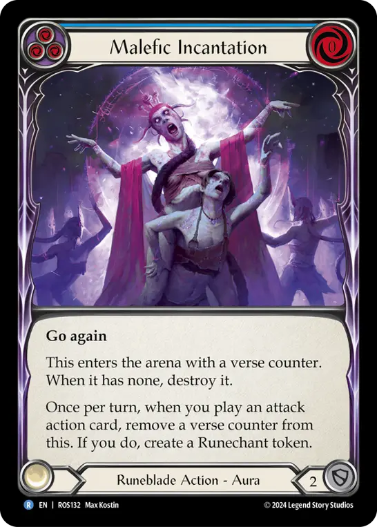 Malefic Incantation (Blue) — Rosetta Flesh and Blood card by Max Kostin