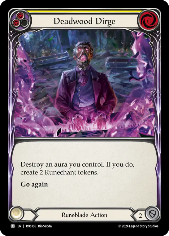 Deadwood Dirge (Yellow) — Rosetta Flesh and Blood card by Rio Sabda