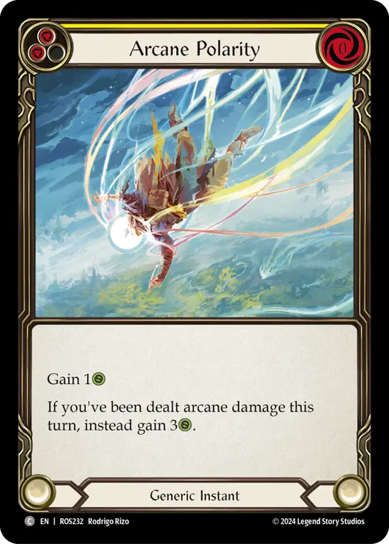 Arcane Polarity (Yellow) — Rosetta Flesh and Blood card by Rodrigo Rizo