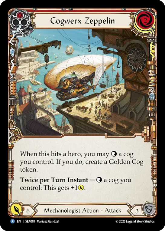 Cogwerx Zeppelin (Red) — High Seas Flesh and Blood card by Mariusz Gandzel
