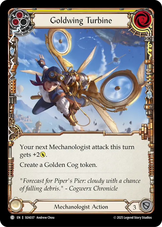 Goldwing Turbine (Yellow) — High Seas Flesh and Blood card by Andrew Chou
