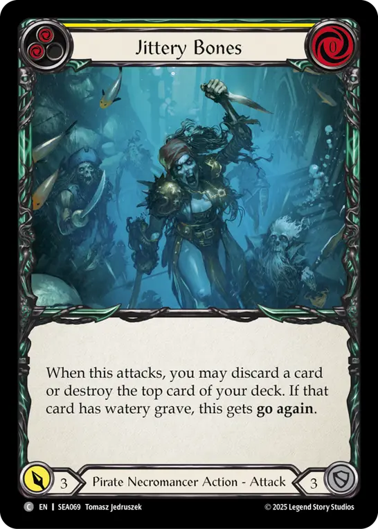 Jittery Bones (Yellow) — High Seas Flesh and Blood card by Tomasz Jedruszek