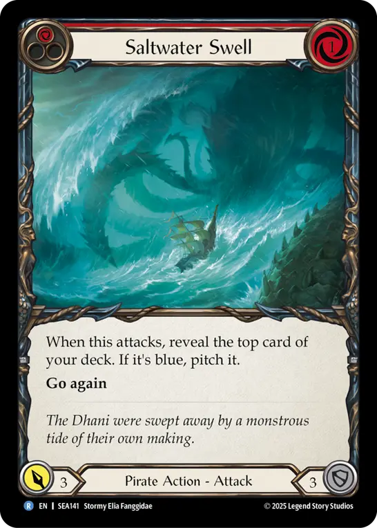 Saltwater Swell (Red) (Treasure) — High Seas Flesh and Blood card by Stormy Elia Fanggidae