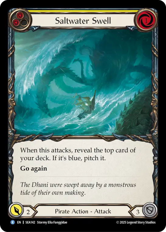 Saltwater Swell (Yellow) (Treasure) — High Seas Flesh and Blood card by Stormy Elia Fanggidae