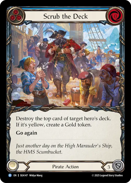 Scrub the Deck (Treasure) — High Seas Flesh and Blood card by Widya Wang