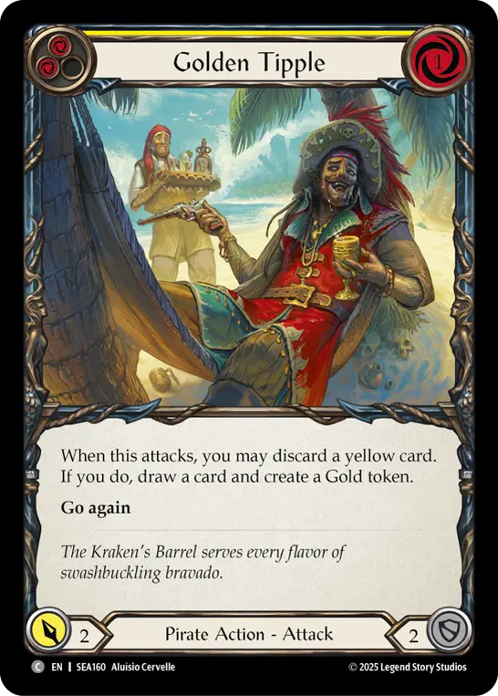 Golden Tipple (Yellow) (Treasure) — High Seas Flesh and Blood card by Aluísio Cervelle