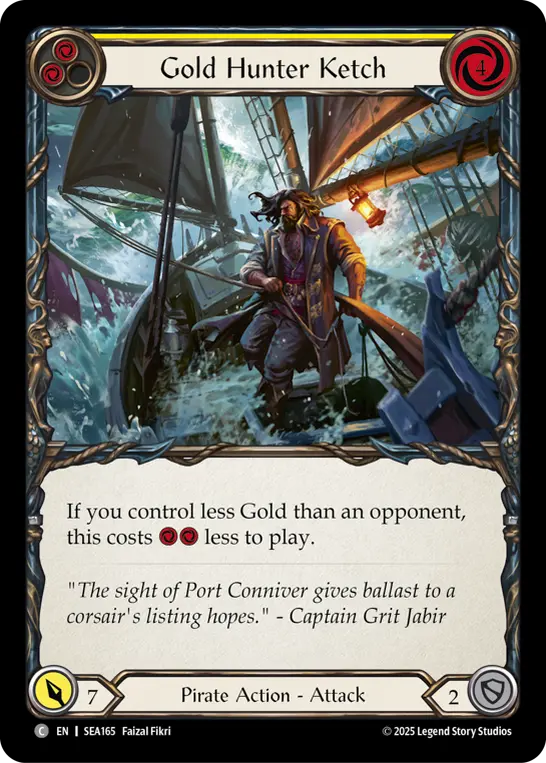 Gold Hunter Ketch (Treasure) — High Seas Flesh and Blood card by Faizal Fikri