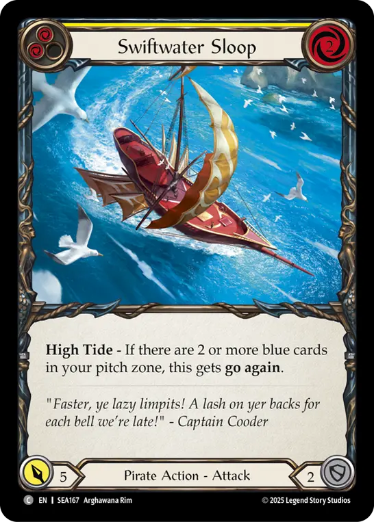 Swiftwater Sloop (Yellow) (Treasure) — High Seas Flesh and Blood card by Arghawana Rim