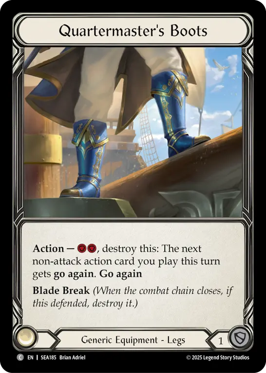 Quartermaster's Boots (Treasure) — High Seas Flesh and Blood card by Brian Adriel