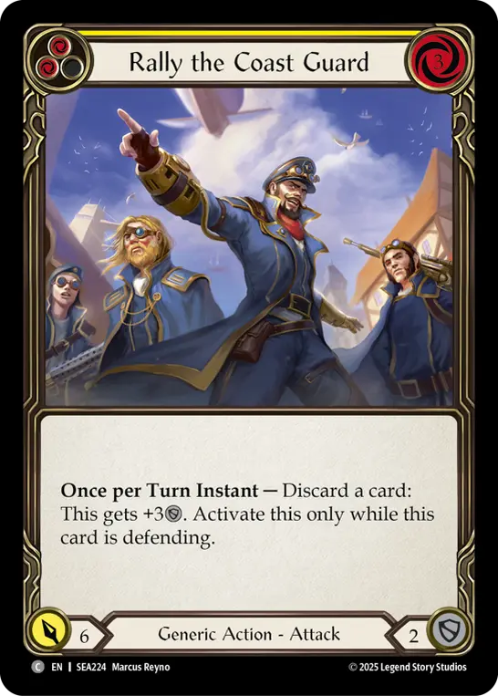 Rally the Coast Guard (Yellow) — High Seas Flesh and Blood card by Marcus Reyno