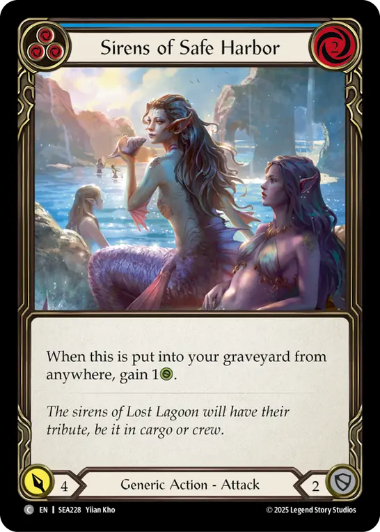 Sirens of Safe Harbor (Blue) — High Seas Flesh and Blood card by Yiian Kho