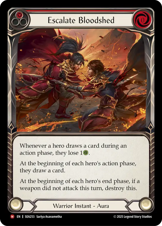 Escalate Bloodshed — High Seas Flesh and Blood card by Sariya Asavametha