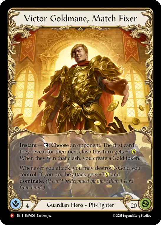 Victor Goldmane, Match Fixer — Smash Palace Flesh and Blood card by Bastien Jez