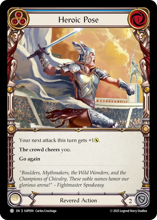 Heroic Pose (Blue) — Super Slam Flesh and Blood card by Carlos Cruchaga