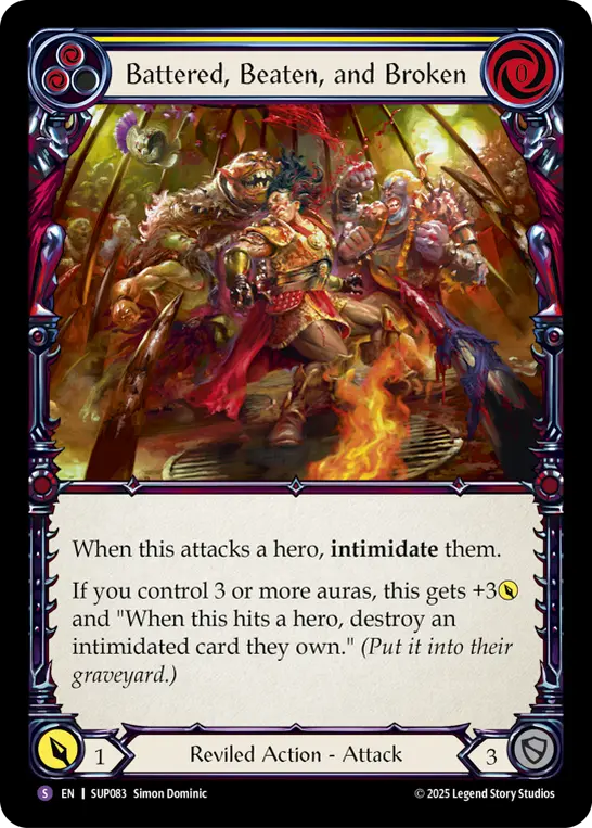 Battered, Beaten, and Broken — Super Slam Flesh and Blood card by Simon Dominic