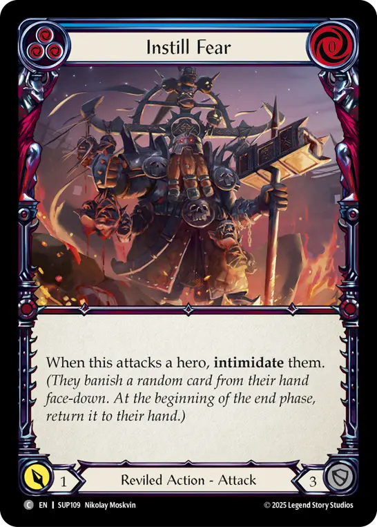 Instill Fear (Blue) — Super Slam Flesh and Blood card by Nikolay Moskvin