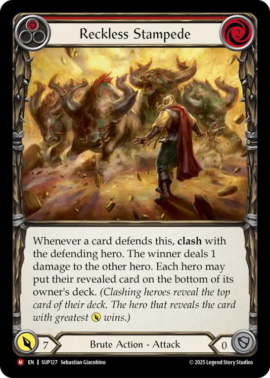 Reckless Stampede — Super Slam Flesh and Blood card by Sebastian Giacobino