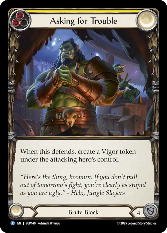 Asking for Trouble — Super Slam Flesh and Blood card by Petrinda Wilyugo