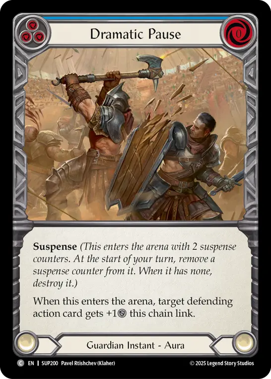 Dramatic Pause (Blue) — Super Slam Flesh and Blood card by Pavel Rtishchev (Klaher)