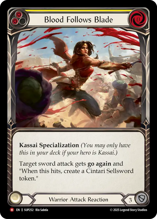 Blood Follows Blade — Super Slam Flesh and Blood card by Rio Sabda