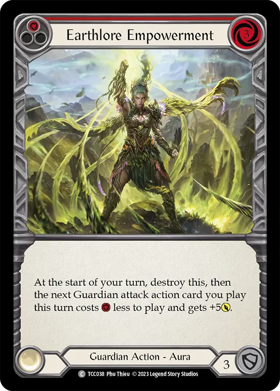 Earthlore Empowerment (Red) — Round the Table: TCCxLSS Flesh and Blood card by Phu Thieu