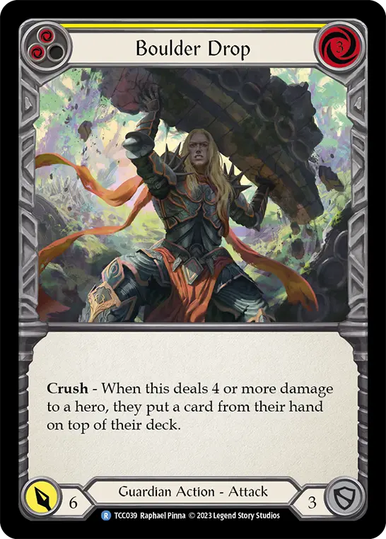 Boulder Drop (Yellow) — Round the Table: TCCxLSS Flesh and Blood card by Raphael Pinna