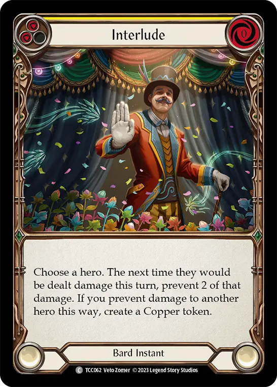 Interlude (Yellow) — Round the Table: TCCxLSS Flesh and Blood card by Veto Zomer