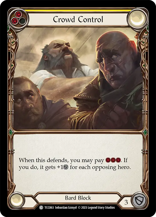 Crowd Control (Yellow) — Round the Table: TCCxLSS Flesh and Blood card by Sebastian Szmyd