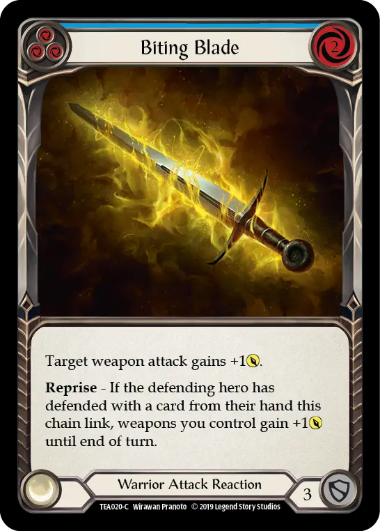 Biting Blade (Blue) — Hero Deck: Dorinthea Flesh and Blood card by Wirawan Pranoto