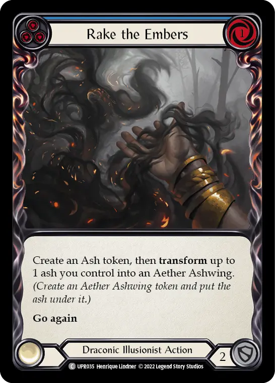 Rake the Embers (Blue) — Uprising Flesh and Blood card by Henrique Lindner