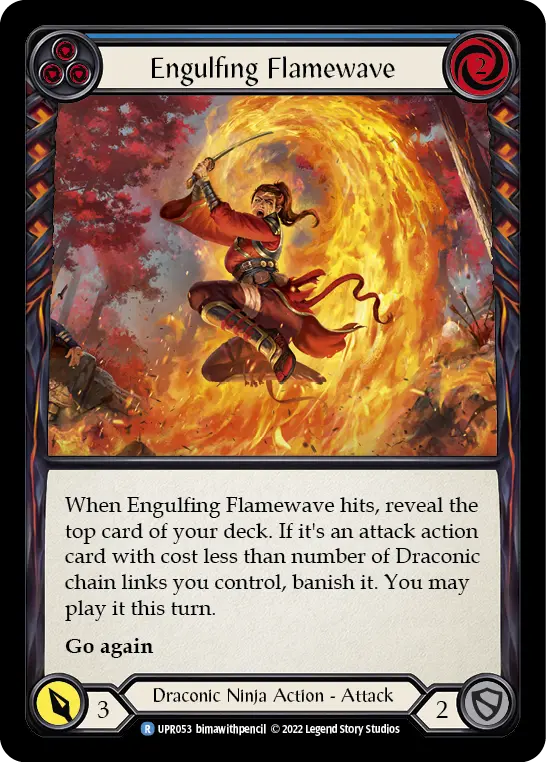 Engulfing Flamewave (Blue) — Uprising Flesh and Blood card by bimawithpencil