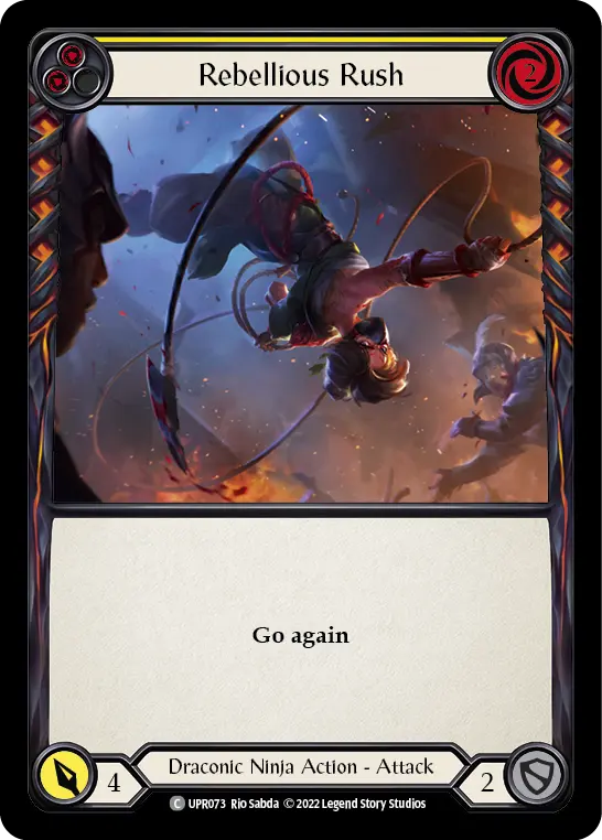 Rebellious Rush (Yellow) — Uprising Flesh and Blood card by Rio Sabda