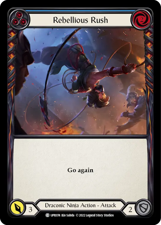 Rebellious Rush (Blue) — Uprising Flesh and Blood card by Rio Sabda