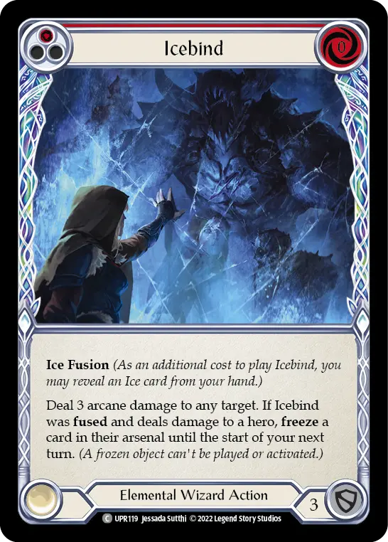Icebind (Red) — Uprising Flesh and Blood card by Jessada Sutthi