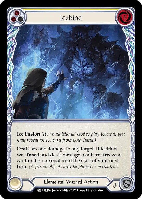 Icebind (Yellow) — Uprising Flesh and Blood card by Jessada Sutthi
