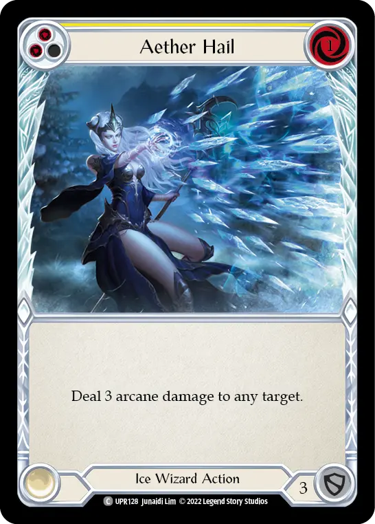 Aether Hail (Yellow) — Uprising Flesh and Blood card by Junaidi Lim